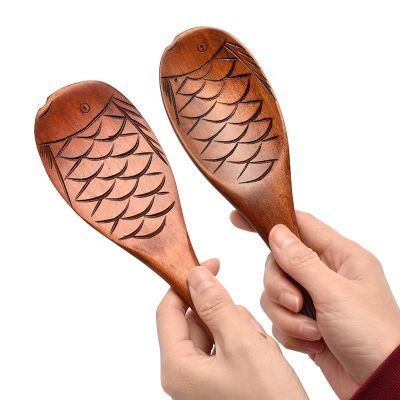 ↂ✁ Retro Japanese Creative Fish Shape Rice Spoon Cute Nature Wooden Non-stick Rice Shovel Scoop Kitchen Cooking Utensils Supplies
