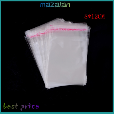 mazalan 100ชิ้น/ถุง OPP ซีลใสเครื่องประดับพลาสติกแบบมีกาวในตัวถุงบรรจุที่บ้าน
