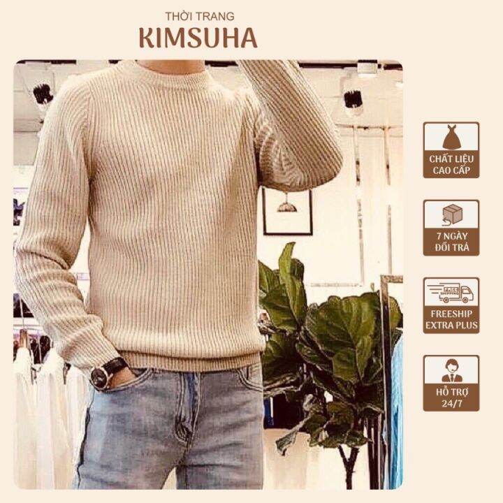 Áo Len Nam Cổ Tròn Dài Tay Áo Sweater Nam Chất Len Đan Vải Mềm Dày Dặn |  Lazada.Vn