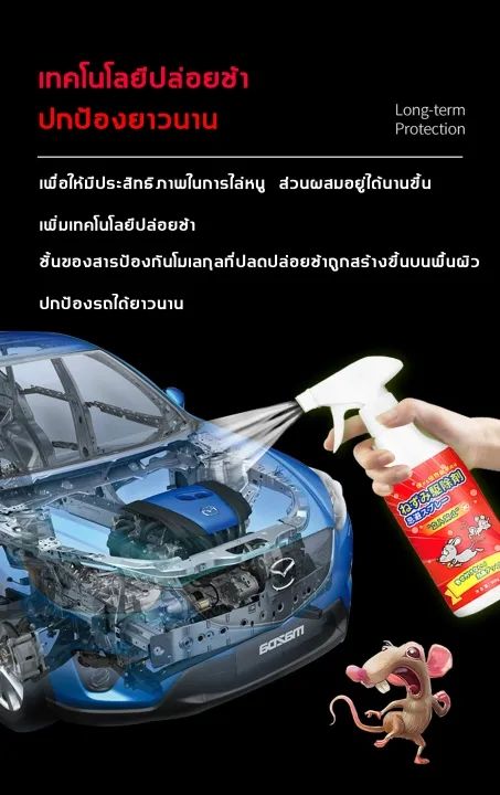 ผลิตในญี่ปุ่น-สเปรย์ไล่หนู-500mlฉีดทีหนึ่งอยู่นานได้-180วัน-น้ำยาไล่หนู-ไล่หนู-เห็นผลเร็ว-สเปรย์ฉีดไล่หนู-สเปรย์กำจัดหนู-ไล่หนูในรถยนต์-สเปรย์ไล่หนูรถ-สเปร์ไล่หนู-ไล่หนูในบ้าน-กำจัดหนู