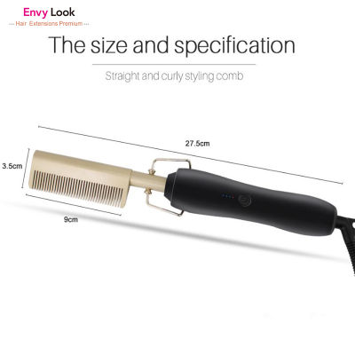 2021 Electric Hot Comb Hair Straighter Golden Black High Heat Flat Irons Straightening Brush Wet Curl And Dry Use For Hair Salo