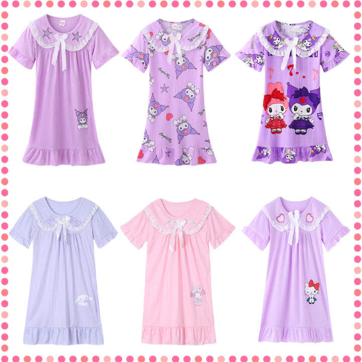 Kawaii Sanrio Anime Kuromi Nightgowns Cinnamoroll My Melody Hello