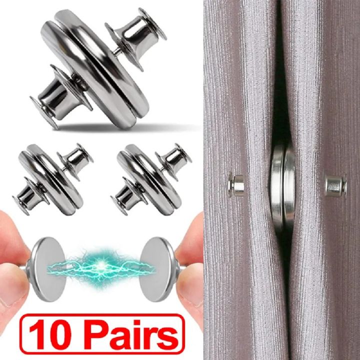 10 Pairs Magnetic Curtain Clips Nail Free Button Buckle Window Screen Home  Decor