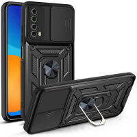 For P Smart 2021 Case Kickstand Armor Magnetic Car Holder Phone Cases For PSmart 2021 PPA-LX2 Ring Back Cover