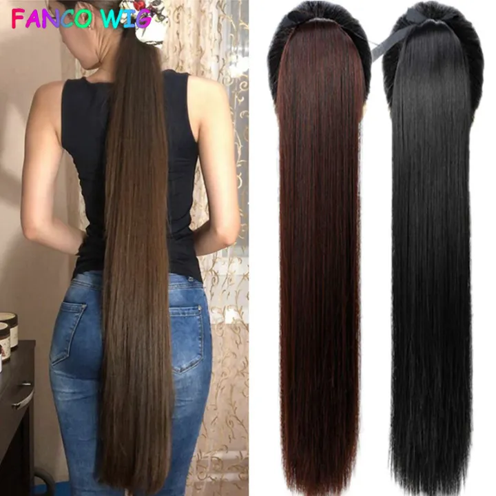 Original 45cm/55cm/65cm hair extension human hair washable long sale Super  Straight Clip-in Women Soft Ponytail Wig Ponytail Hair Wig with Claw  Extended | Lazada
