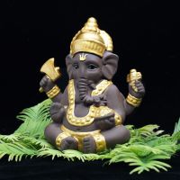Ganesha Ceramic india elephant god buddha statues monk purple sand home decor figurines decoration