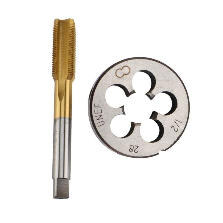 High Hardness UNF 1/2 28 HSS Titanium Coated Tap & Round Die Set Right Hand Thread Tool for