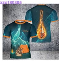 Custom Name Bear Camping Guiter Love Music 3D Unisex AOP T-Shirt