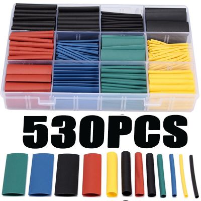 Bestselling 530pcs Thermal contra Sleeve cable Heat Shrink Tube termoretractil pvc tube tubing 2:1 Wrap Wire Cable Cable Management