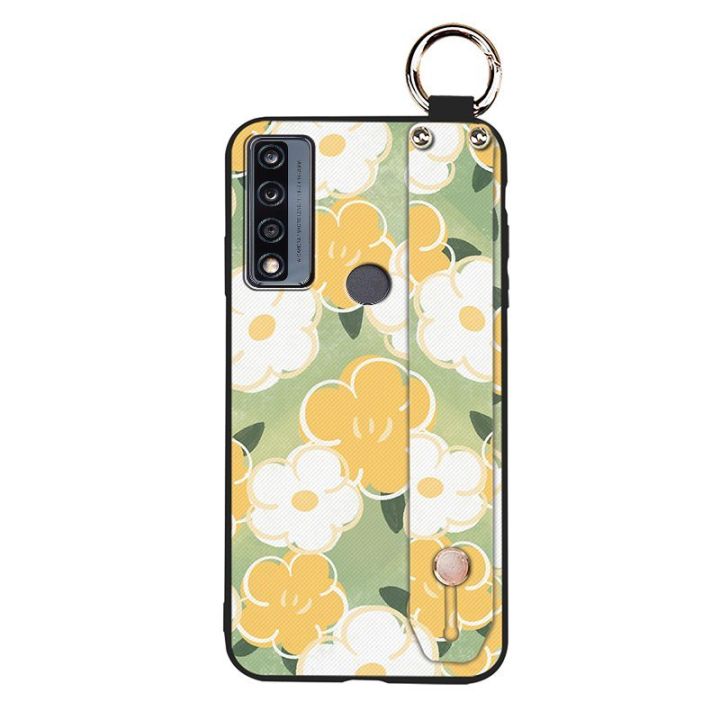 new-arrival-sunflower-phone-case-for-tcl-4x-5g-t601dl-protective-cute-lanyard-soft-back-cover-anti-dust-original-ring