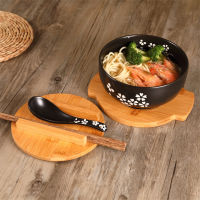 Japanese Style Rice Noodle Bowl with Lid Spoon and Chopstick Kitchen Tableware Ceramic Salad Soup Bowl Food Container Dinnerware