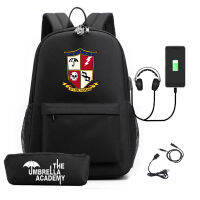 เปิดฤดูกาล the umbrella academy วิทยาลัยร่ม USB กระเป๋าเป้พิมพ์ลาย กระเป๋าหนังสือลำลอง