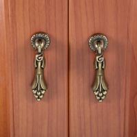 1 PC Antique Brass Drop Ring Cupboard Dresser Handle Knob Retro Style Drop Pendant Bronze Drawer Cabinet Knob Pull Home Decor