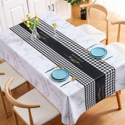 [COD] crown houndstooth tablecloth ins waterproof anti-oil anti-scalding cloth mat one generation