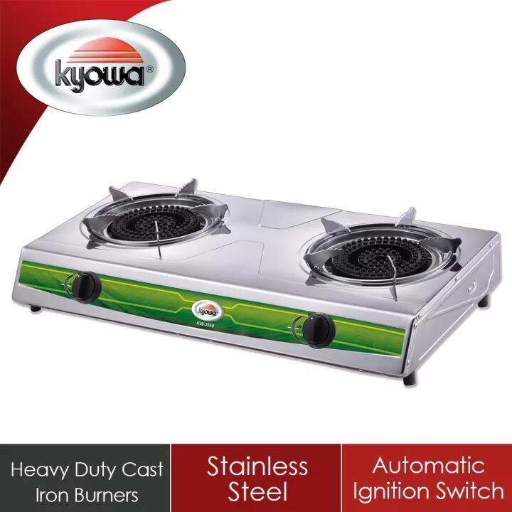 K.yowa Gas Stove KW3558 Heavy Duty Double Burner Stainless Steel Gas
