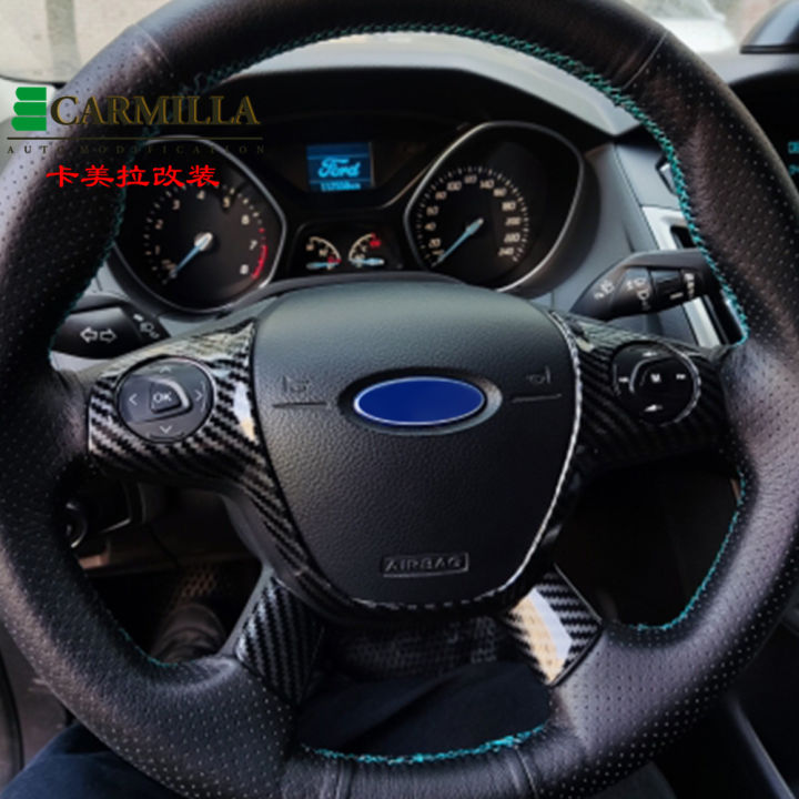 ฝาครอบพวงมาลัยรถยนต์โครเมียม-abs-อุปกรณ์ตกแต่งรถยนต์สำหรับ-ford-focus-3-mk3-2012-2014-kuga-2013-2015