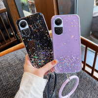 เคสโทรศัพท์ TPU นิ่มใสแฟชันใหม่2023สำหรับ OPPO Reno 10 / Reno 10 Pro / Reno 10 Pro + เคสใส10Pro Oppo Reno หรูหราเคสกากเพชร OPPO Reno 10 5G พร้อมสายรัดข้อมือแฟชั่น