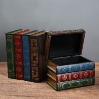 European Retro Storage Box Book Shape Storage Box Fake Book Wooden Jewelry Box Office Decoration Secret Item Storage Box