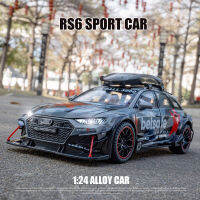 1:24จำลองกระเป๋าเดินทาง RS6กีฬาท่องเที่ยวล้อแม็กรถของเล่นรุ่น D Iecasts ยานพาหนะโลหะตกแต่งรถแสงเสียงเด็กของเล่นของขวัญ