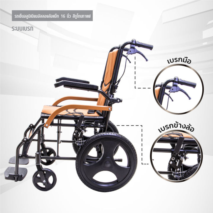 ประกันโครงสร้าง-1-ปีเต็ม-wheelchair-รถเข็นอลูมิเนียมอัลลอย-ล้อแม็ก-16-นิ้ว-รุ่น-y83-เบาะผ้านั่งสบาย-กว้างถึง-16-นิ้ว-dmedical