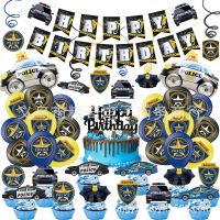 Baby Boy Police Theme Happy Birthday Party Decoration Kit car Party Swirls Latex Balloon Banner Background Decoration Supplier Pipe Fittings Accessori