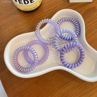 ▦✁❐ 2022 early spring high-end periwinkle blue jewelry telephone line hair ring milk blue hair rope rubber band purple accessories