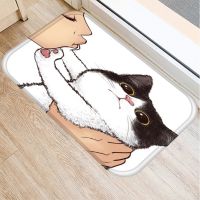 Lovely Cat Bath Kitchen Entrance Door Mat Coral Velvet Carpet Doormat Colorful Indoor Floor Mats Anti-Slip Rug Home Decor