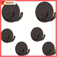 BVZGVG 6 Pcs สีดำสีดำ ตะขอติดผนัง ทนทานสำหรับงานหนัก เอบีเอสเอบีเอส ตะขอติดแน่น ง่ายต่อการใช้ ทนทานต่อการใช้งาน ตะขอเล็กๆ ห้องน้ำในห้องน้ำ