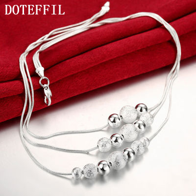 DOTEFFIL 925 Sterling Silver Three Snake Chain Matte Smooth Pendant Necklace For Women Fashion Wedding Engagement Charm Jewelry