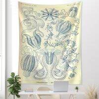 Jellyfish Seaweed Identification Chart Tarot Tapestry Wall Hanging Psychedelic Witchcraft Background Cloth Home Decor