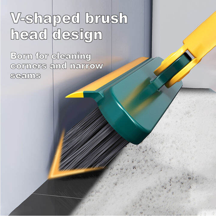3 in 1 Floor Brush Scrubber with Long Handle Grout Brush Scrape Stiff
