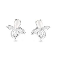 ℡ 925 Sterling Silver Opal Butterfly Orchid Stud Earrings for Women Girl Temperament Flower Screw Earring Party JewelryTHTH