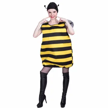 Halloween Women Bee Costume Set Bumble Bee Wings Dress up Knee