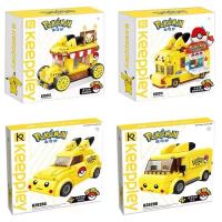 Tomy Anime Pokemon Pikachu Mini Cartoon Elf Ball Car Food Truck Building Blocks DIY Model Assembled Block Brick kids Puzzle Toys Building Sets