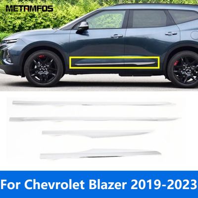 สติกเกอร์ติดรถยนต์สำหรับเชฟโรเลตเบลเซอร์2019-2021 2022 2023ขอบตัวถังประตูด้านข้างโครเมี่ยมสติกเกอร์ตกแต่งภายนอกอุปกรณ์เสริมตกแต่งรถหมวกครอปกระจกรถ87Tixgportz