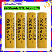 4pcs 18650 9900mAh GTL li-ion 3.7V ไฟฉายแบตเตอรี่แบตเตอรี่แบบชาร์จไฟได้ RC989