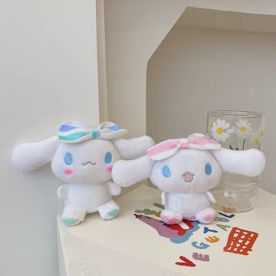 【CC】 Cartoon Cinnamoroll Kawaii Soft Stuffed Pendant Figures Keychain Gifts for Kids