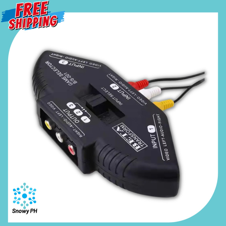 Snowy PH Audio Video Switcher 3 Way AV Selector Switch Box Multi Input Output Adapter 3way