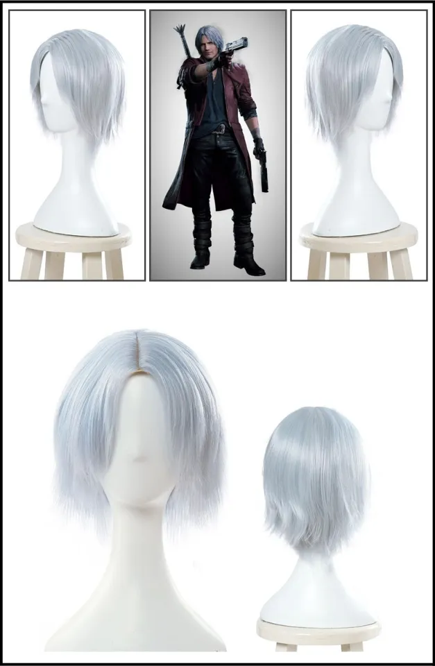 Halloween Wig Game DMC Dante Cosplay Accessory Wig Synthesis Hair Grey  Color