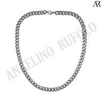 ANGELINO RUFOLO Necklace ดีไซน์ 9 mm. Cuban Chain สร้อยคอ Stainless Steel 316L(สแตนเลสสตีล)คุณภาพเยี่ยม สีเงิน