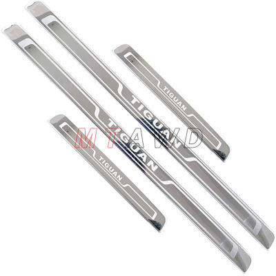 For Volkswagen VW Tiguan MK2 Accessories 2017-  Stainless Inside Outside Car Door Sill Kick Scuff Plate Protectors Trim