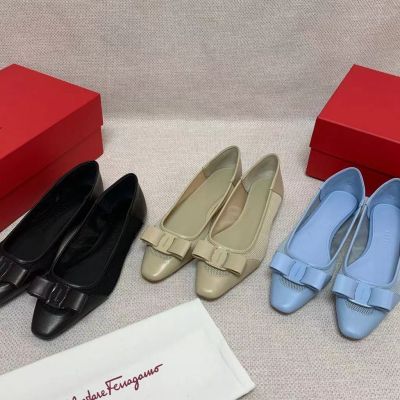 2023 new FG Vara Series Three Colors Bow Sheep Leather Double Material Ballet flats