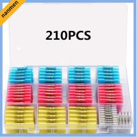 NANMEN 210PCS ฉนวนกันความร้อน ขั้วต่อปลายท่อหด เกรดทางทะเล 26-10 AWG ขั้วต่อไฟฟ้าแบบจีบ พร้อมกล่องเก็บของ กันน้ำกันน้ำได้ ก้นประกบกัน ยานยนต์สำหรับรถยนต์