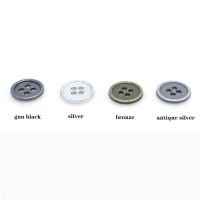 new Zinc metal alloy 10mm/11.5mm/12.5mm/15mm/18mm/20mm Sewing Button 50pcs Metal Buttons Round Antique silver amp;Bronze 4 Holes