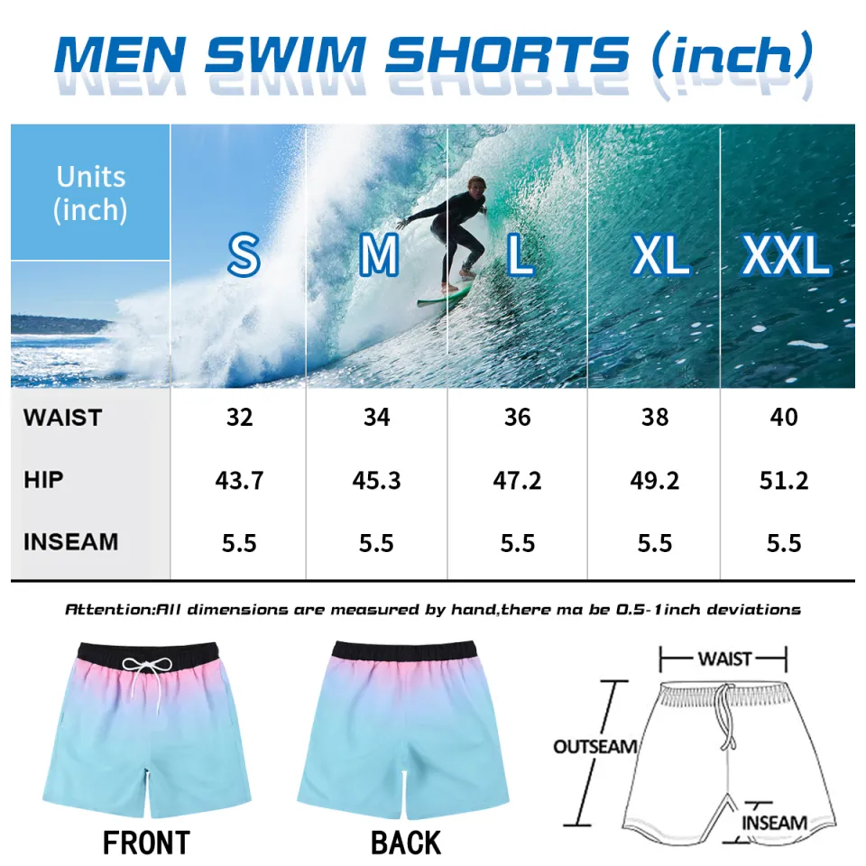 Gradient Blue Purple Pink Men's Beach Shorts Swim Trunks Quick Dry Swim  Board Shorts with Pockets S