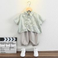 Boys Summer Suit 2023 New Fashion Baby Hanfu Chinese Style Short Sleeve Shirt Summer Childrens Tang Suit