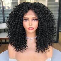 【jw】№▦ Short Bob Wig Front Wigs for Afro Kinky Curly Ombre Synthetic Middle Hair Headgear with