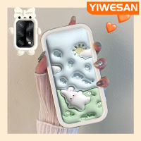 YIWESAN เคสสำหรับ OPPO A74 4G A95 4G A74 F19S F19 5G A54 5G Reno 6 Lite เคสการ์ตูนกระต่ายดอกไม้3D สีสันสดใสนิ่มสำหรับเลนส์เคสมือถือกันกระแทกแบบใสเรียบง่ายฝาครอบป้องกันซิลิโคนความคิดสร้างสรรค์โปร่งใส