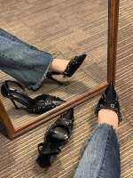 High heels women fine new autumn/winter 2023 point with pure black light mouth single shoes sexy small aristocratic temperament