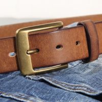 Vintage Luxury Handmade Leather Copper Buckle Mans Belt Cinturon Gotico Cowhide R All-match Casual Jeans Soft Belt ABC